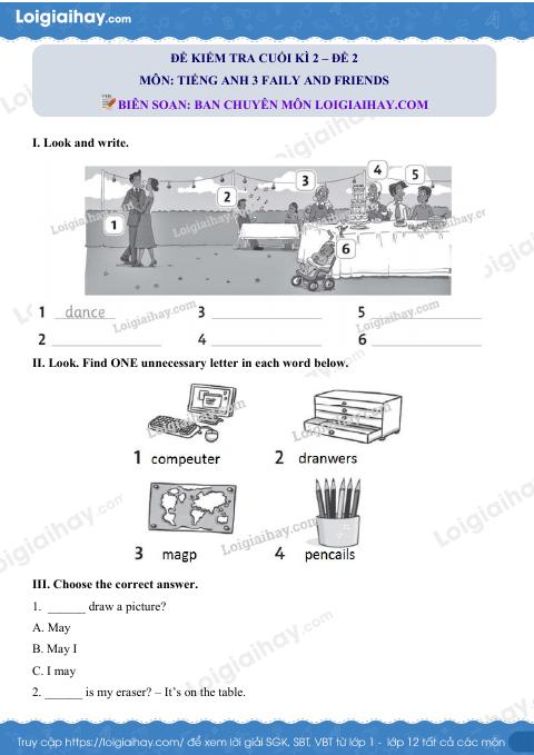 Đề thi học kì 2 Tiếng Anh 3 Family and Friends - Đề số 2